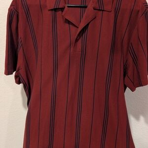 Mens Express Maroon and Black Striped Polo Shirt